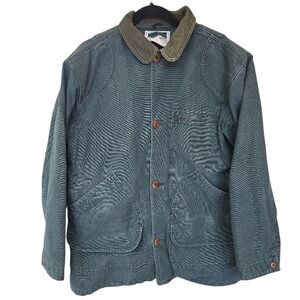 Vintage LL Bean Chore Barn Work Coat Jacket Canvas Button Out Wool Blend Liner